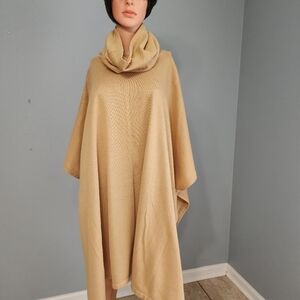 Elegant Tan Women's Sweater Poncho HARMAL  L30